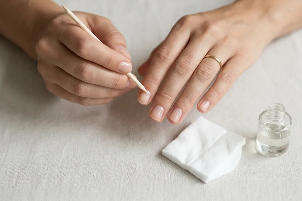 Beginnersgids voor press-on nagels: nagelriemen voorbereiden met een houten stokje