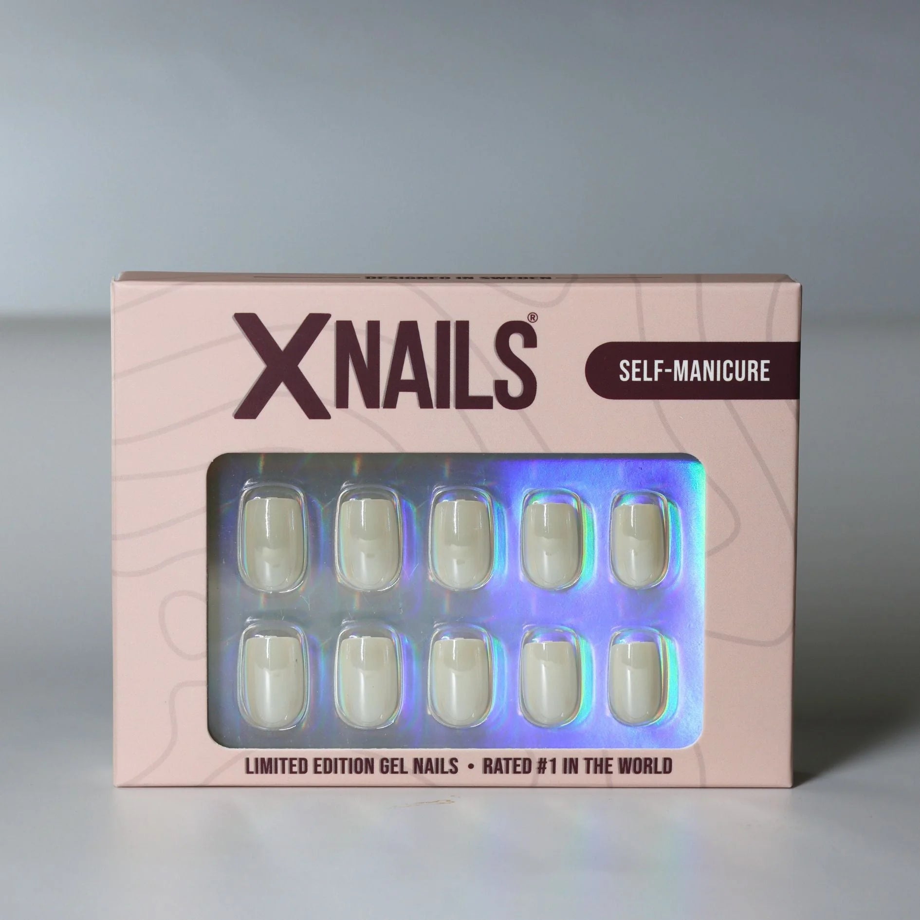 Pure Pearl XNails verpakking – limited edition gelnagels in kort vierkant pearl nude