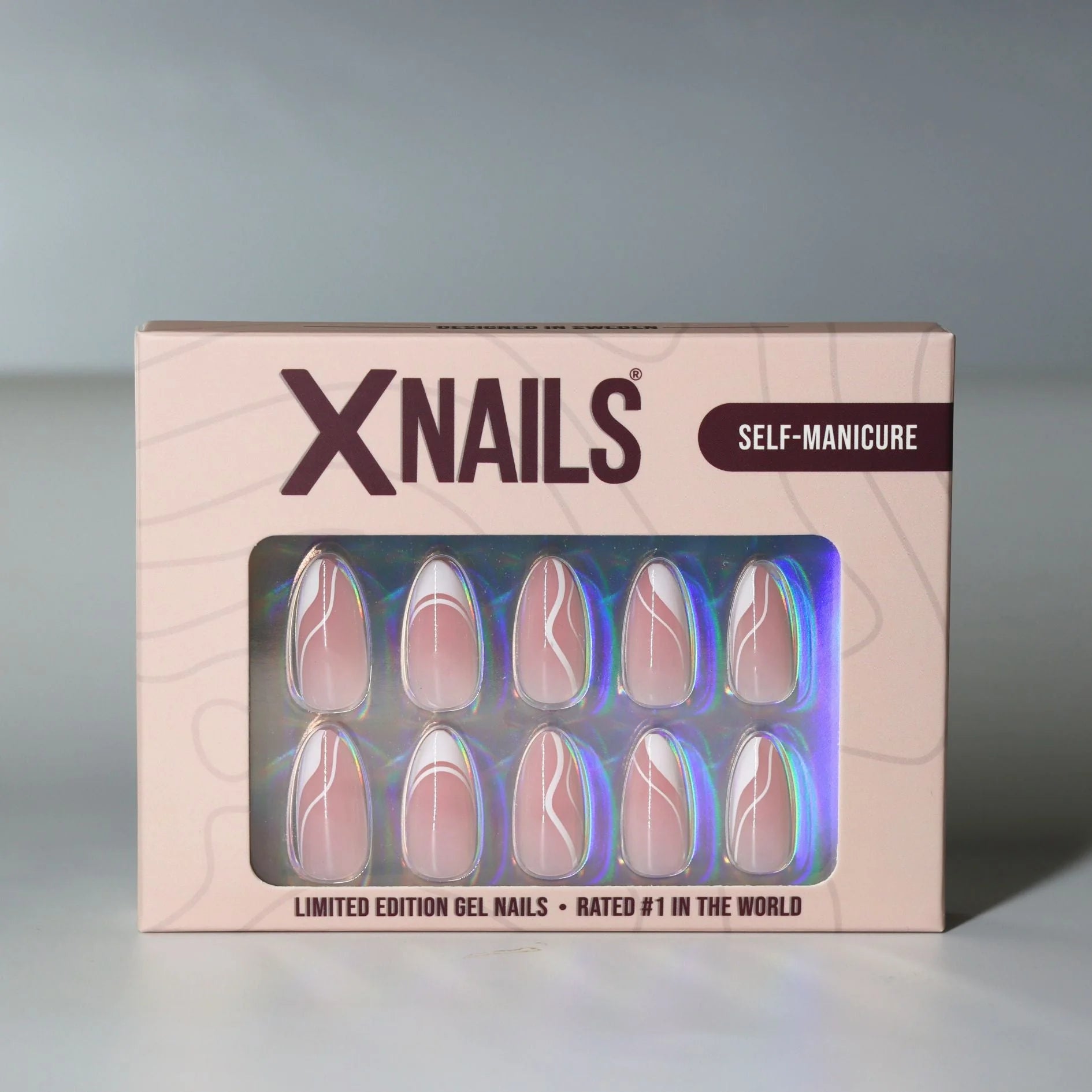 Winter Whirl press-on nagels in amandelvorm — variant 7